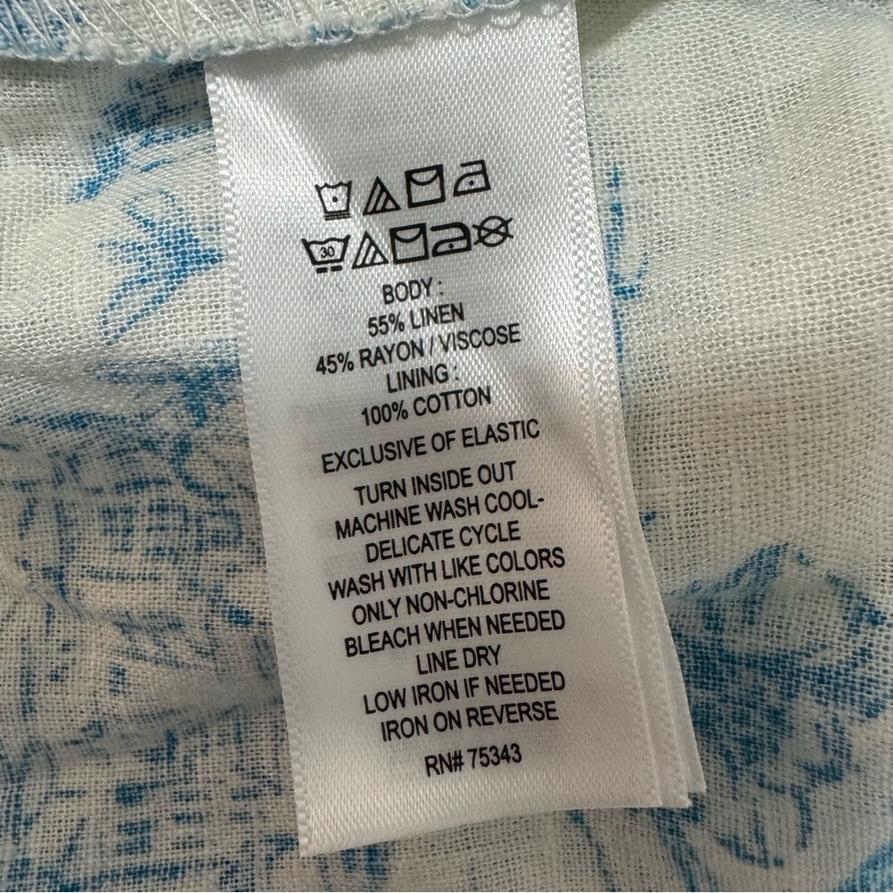 NWT JOIE Dress Shrug Set Blue White Palm-print Toile Linen Cotton Dress Size 12 - Picture 13 of 16